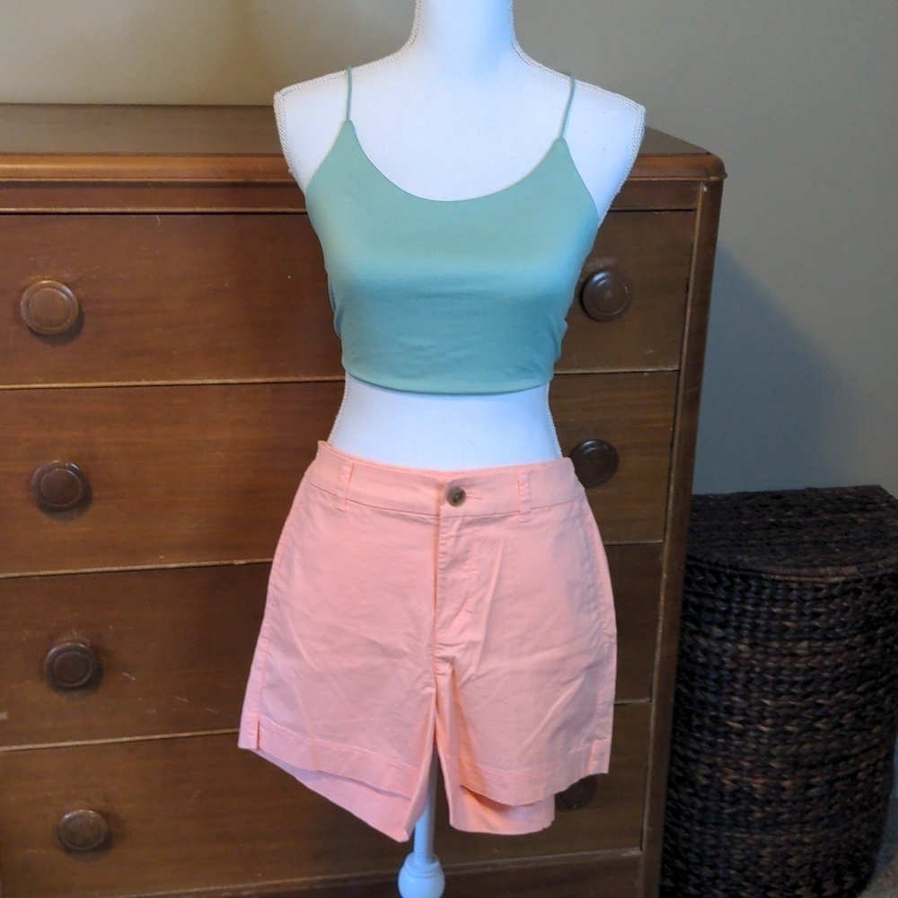 Old Navy CORAL HIGH WAISTED PASTEL mid-length shorts Sz 6 - Picture 6 of 12